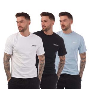 Jack And Jones Mens Beau Footprint T-Shirt (Pack of 3) / White/Black/Blue